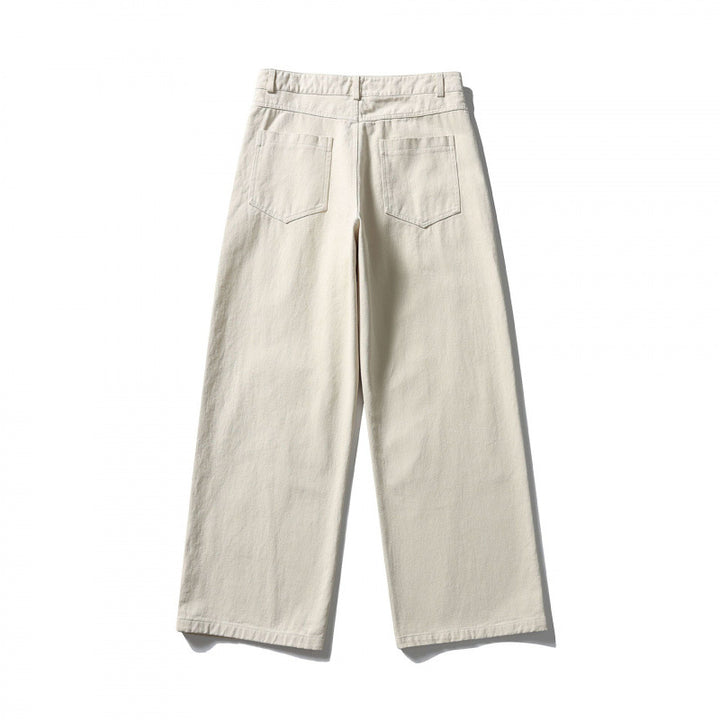 Ladies Palazzo Jeans Trousers with High Waist, Wide Leg and Decorative Seams Mune Fashion