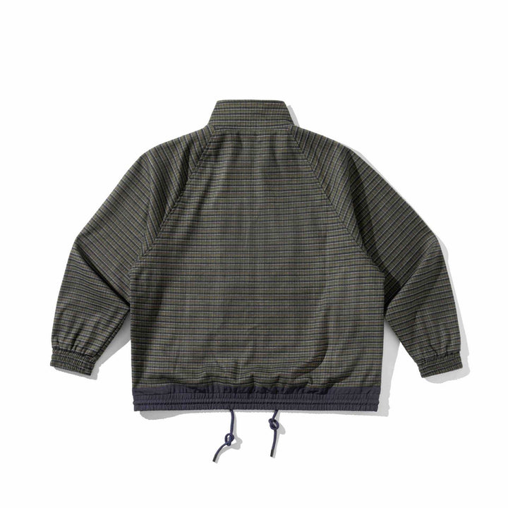 Unisex Striped Utility Training Jacket with Stand-Up Collar, Chest Zipper Pocket and Drawstring Mune Fashion
