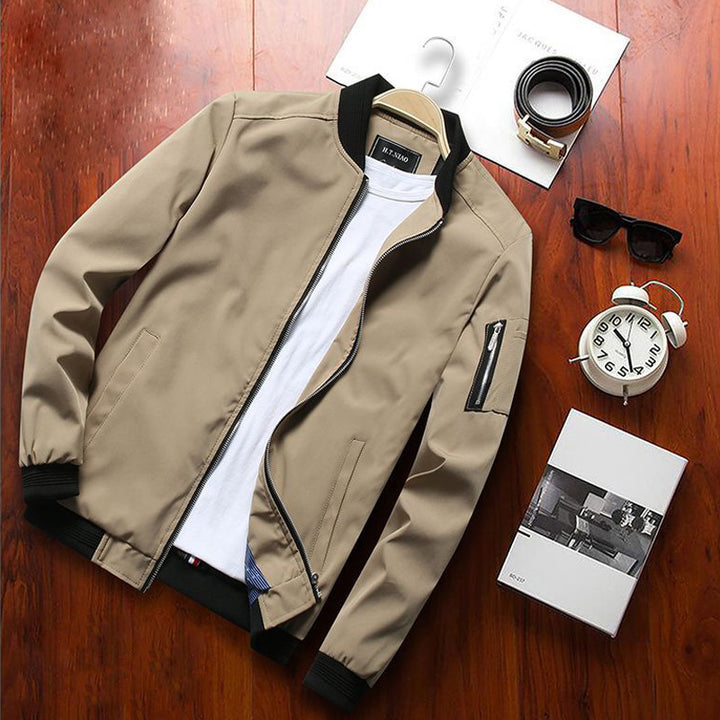Men's Lightweight Softshell Bomber Jacket with Sleeve Zipper and Elastic Ribbed Finishes Mune Fashion