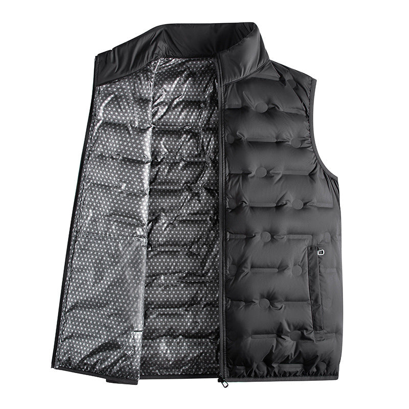 Men's lightweight padded stand-up collar vest with reflective thermal foil Mune Fashion