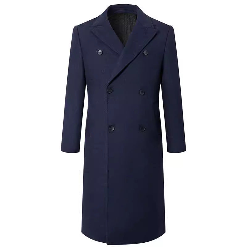 Men's double-breasted long wool coat with quilted lining Mune Fashion