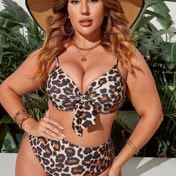 Women High-Waisted Triangle Bikini Set with Bow Detail Mune Fashion