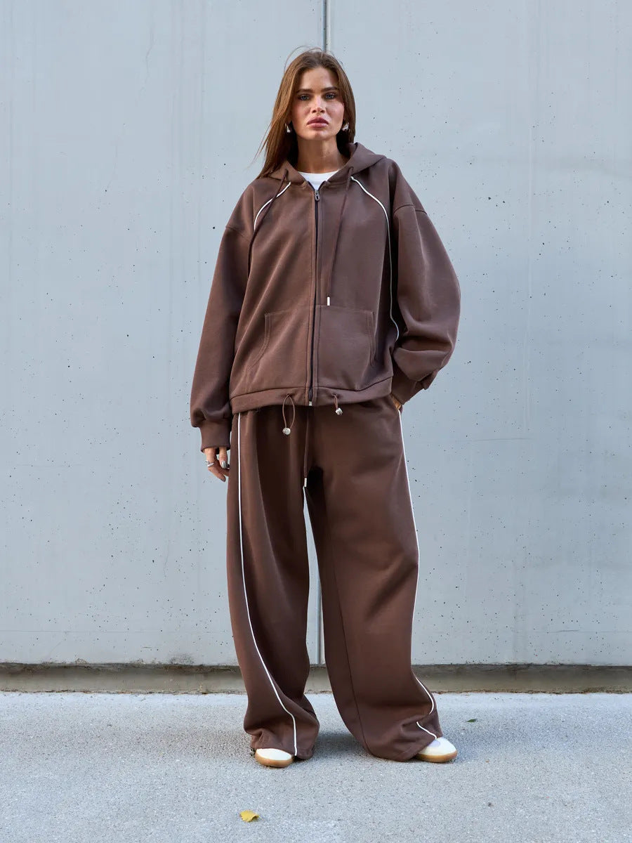 Women's Sporty Oversized Hoodie Jacket Set Mune Fashion