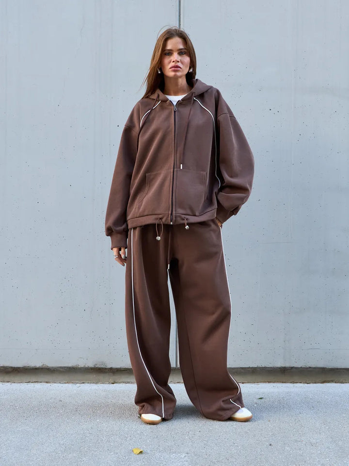 Women's Sporty Oversized Hoodie Jacket Set Mune Fashion
