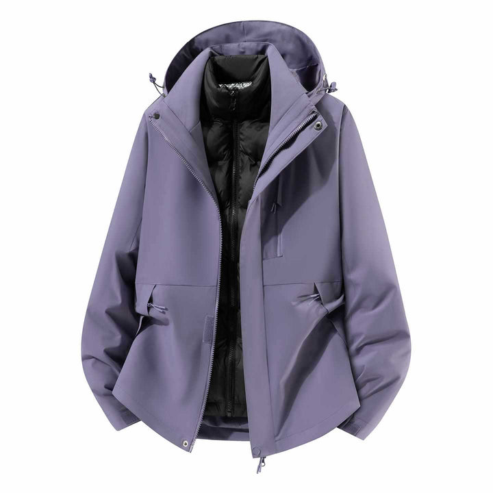Men's Waterproof Three-Piece Winter Jacket with Removable Down Inner Jacket and Hood Mune Fashion