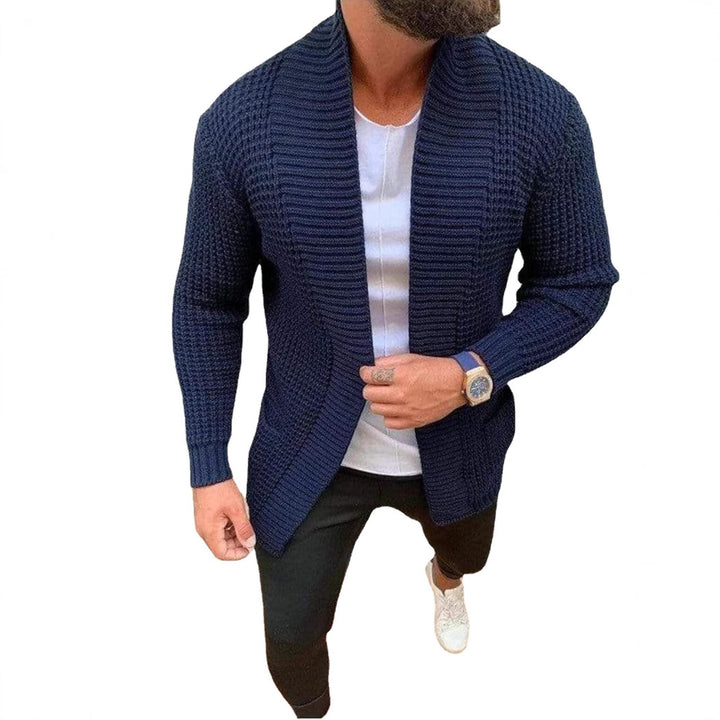 Men's knitted cardigan with shawl collar and textured waffle pattern Mune Fashion