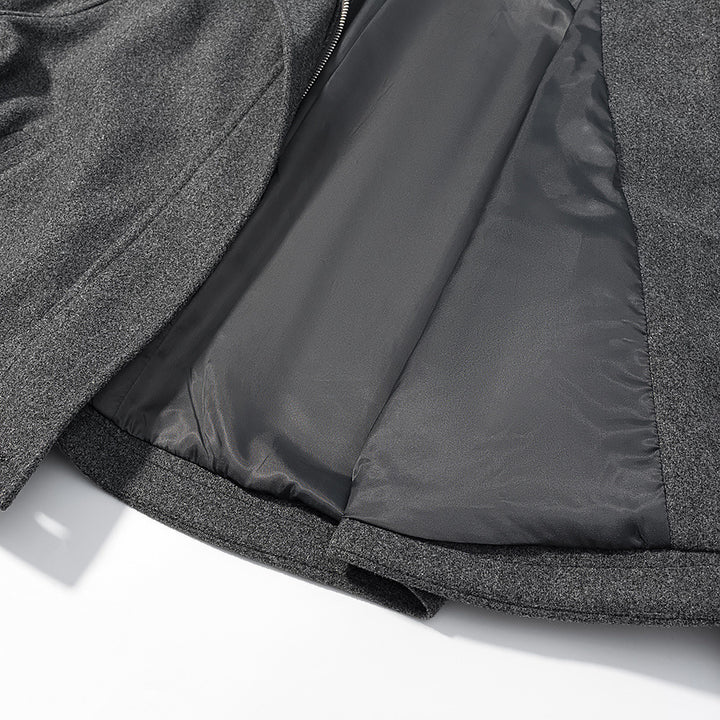 Women's short cut wool blend cropped jacket with stand-up collar, epaulettes, and adjustable sleeve straps Mune Fashion