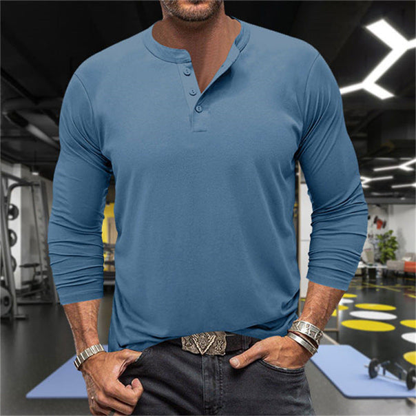 Men's Long Sleeve Henley Shirt made of breathable cotton blend Mune Fashion