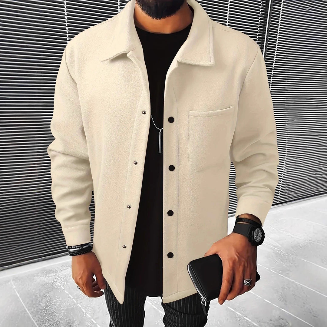Men's nan minimalist shirt jacket made of soft fleece with concealed snap button placket and patch chest pocket Mune Fashion