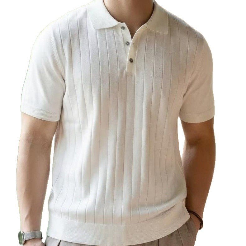 Men's High-Quality Short Sleeve Polo Shirt with Fine Structure Mune Fashion