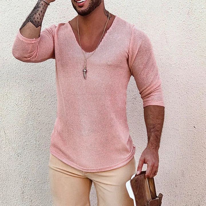 Men's V-neck Shirt with innovative structure design Mune Fashion