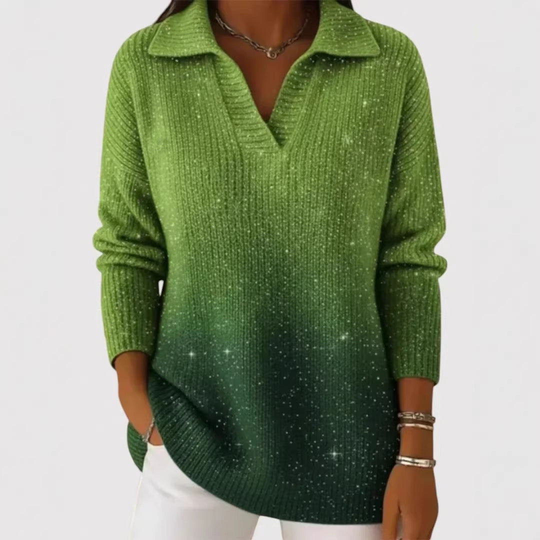 Women's Fashionable Knit Sweater with V-Neck