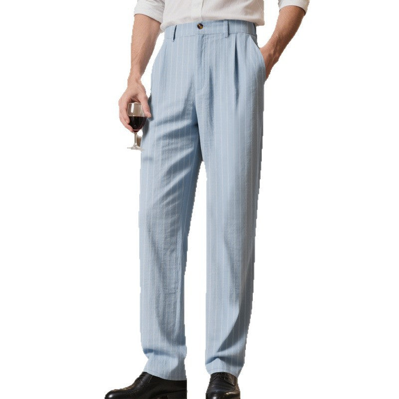 Men's Elegant Suit Trousers with Fine Pinstripe and Comfortable Fit Mune