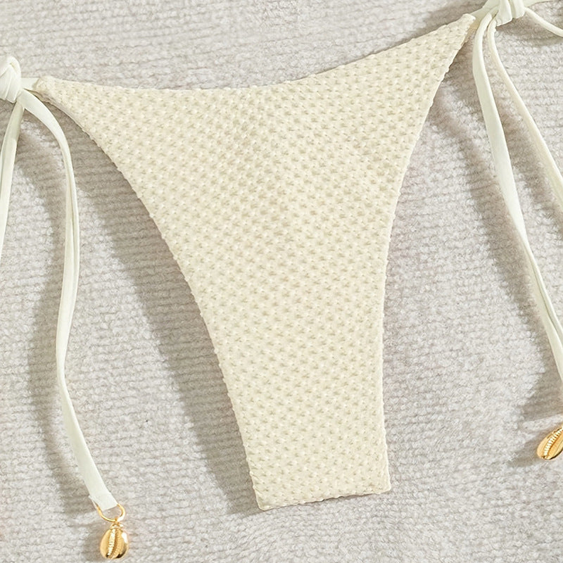 Women Triangle Bikini Set with Structured Surface Mune Fashion