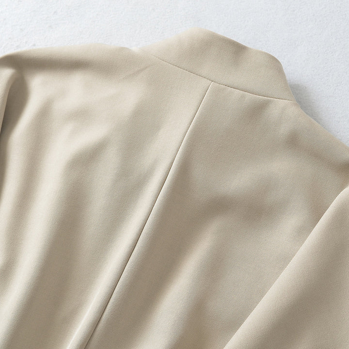 Women's Cropped Cape Blouson with Stand-Up Collar, Concealed Placket, and Elastic Hem