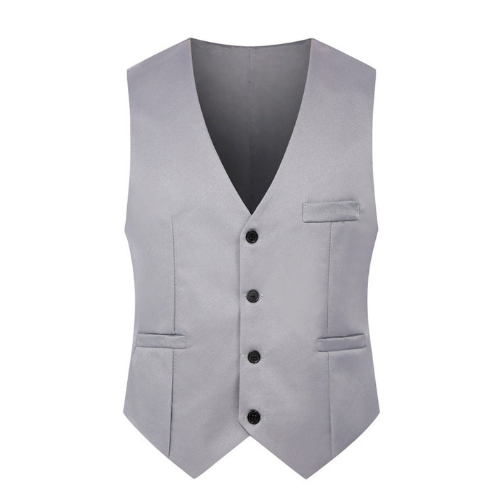 Men's Tailored Satin-Lined Suit Vest with Distinctive V-Neck and Flap Pockets Mune Fashion