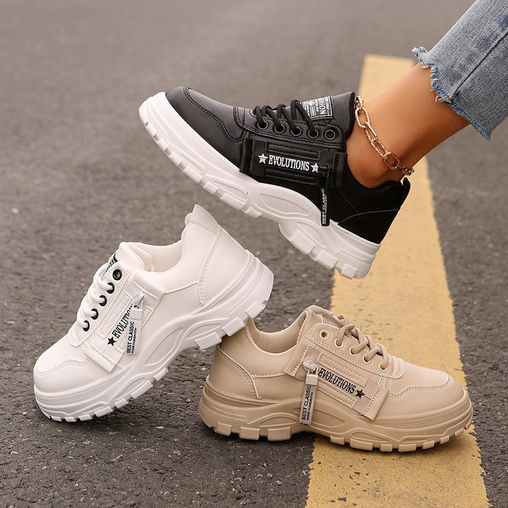 Women's Platform Chunky Sneaker with robust profile sole, zipper detail, and padded comfort footbed Mune Fashion