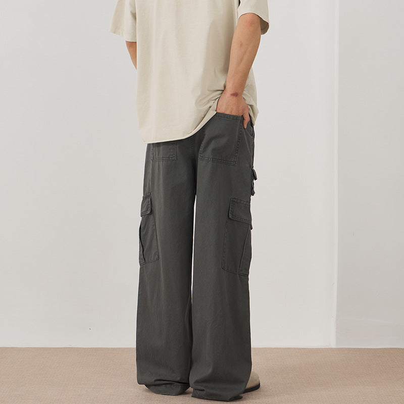 Men's wide cargo pants made of durable cotton twill with utility pockets Mune Fashion