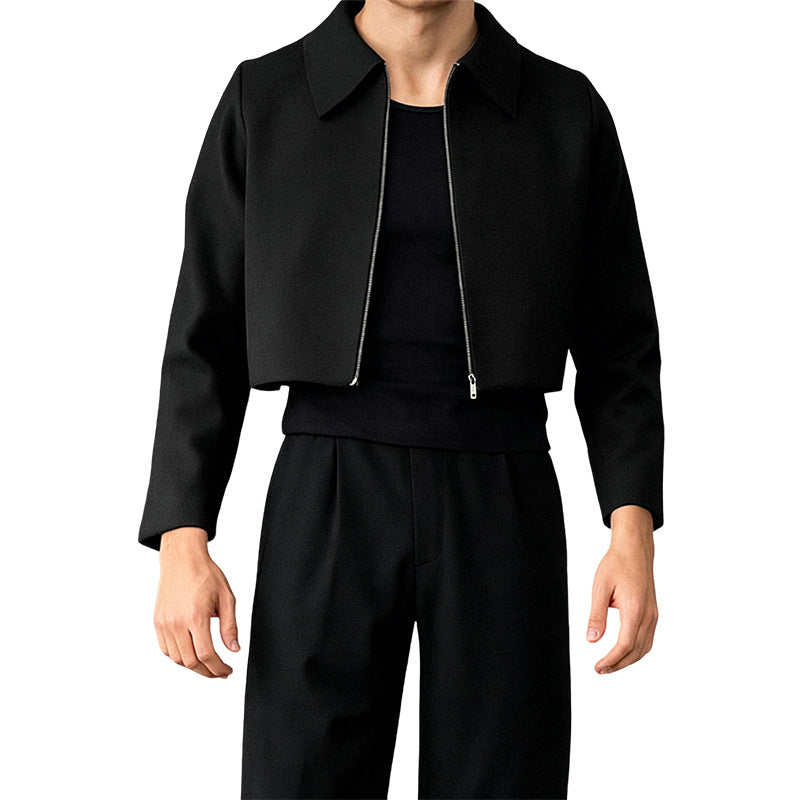 Women's Cropped Jacket with Shirt Collar and Full Zip Mune Fashion