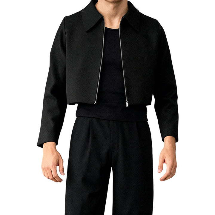 Women's Cropped Jacket with Shirt Collar and Full Zip Mune Fashion