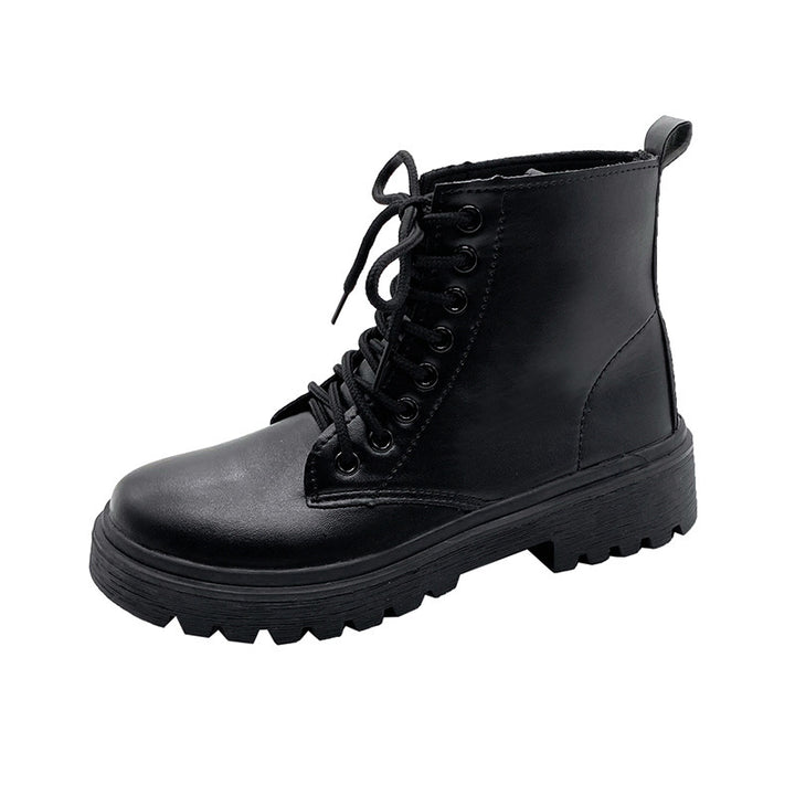 Women's Lace-Up Biker Ankle Boots with Platform Sole Mune Fashion