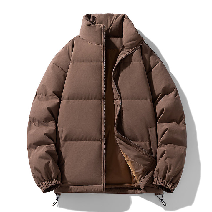 Men's Padded Puffer Jacket with High Stand Collar, Windproof Outer Layer and Adjustable Drawstring Hem Mune Fashion
