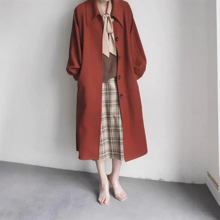 Ladies Long Fashionable Jacket with Large Collar Mune Fashion