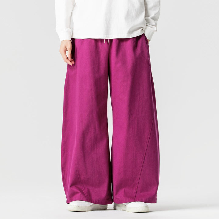 Men's Wide Lounge Pants in Palazzo Cut made of Cotton Blend with Drawstring and Side Pockets Mune Fashion
