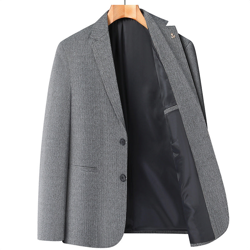 Men Half-lined Structured Blazer with fine Pinstripe Look and Two-button Silhouette Mune Fashion