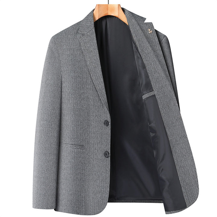 Men Half-lined Structured Blazer with fine Pinstripe Look and Two-button Silhouette Mune Fashion