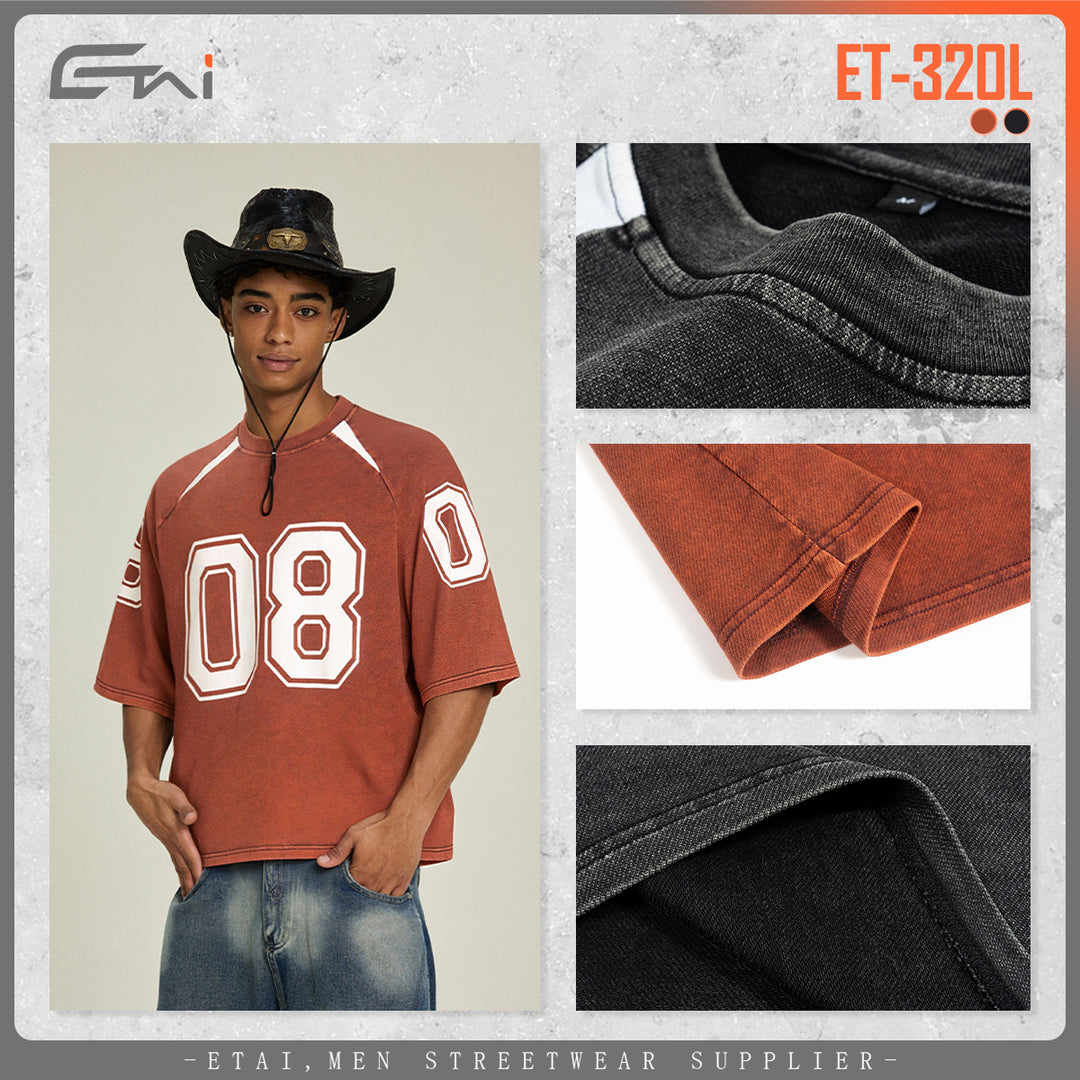 Men's Oversize Raglan T-Shirt with Vintage Wash and Contrast Trim Mune Fashion