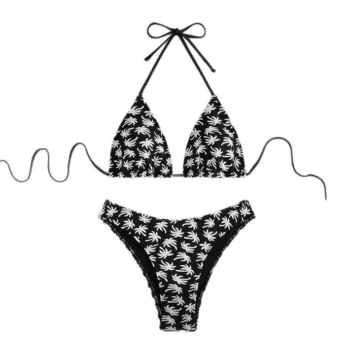 Women's Triangle Bikini with Floral Palm Design Mune Fashion