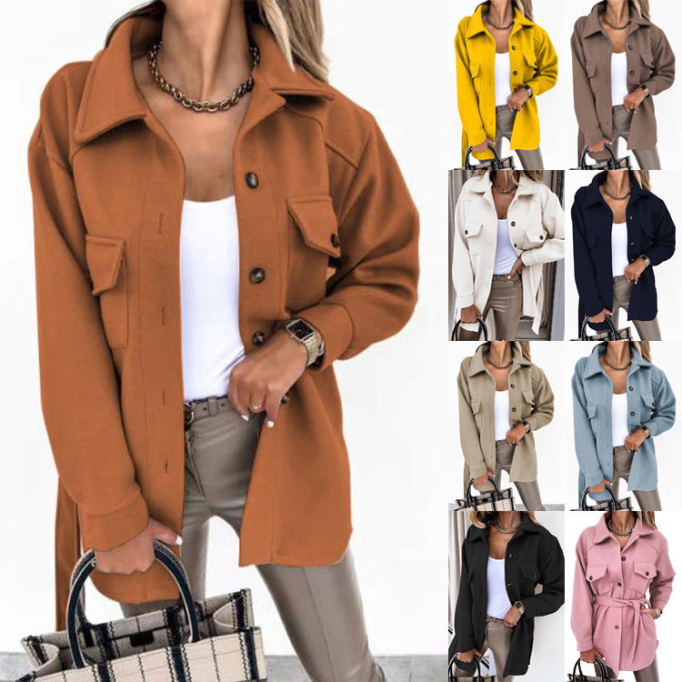 Women's Oversized Shirt Jacket with Flap Pockets Mune Fashion
