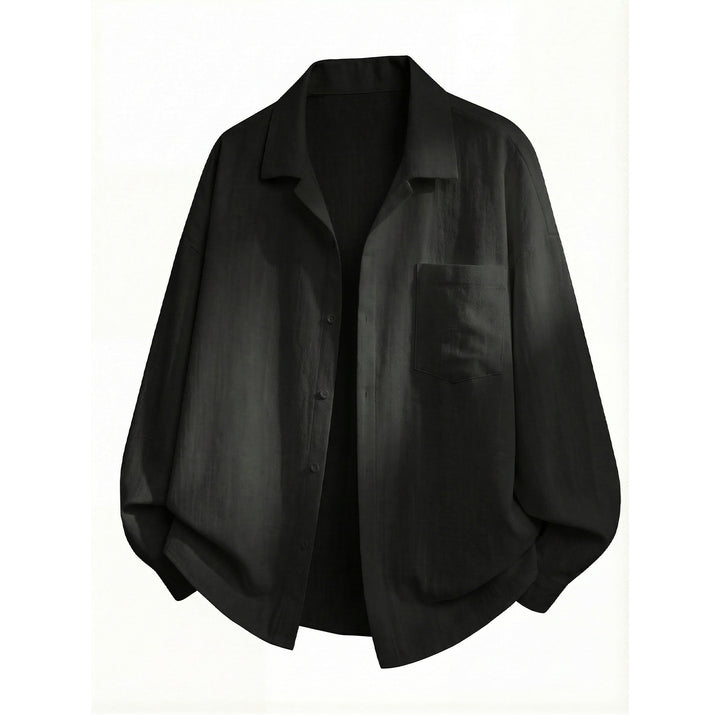 Unisex Oversize Linen Shirt with Patch Chest Pocket and Camp Collar Mune Fashion