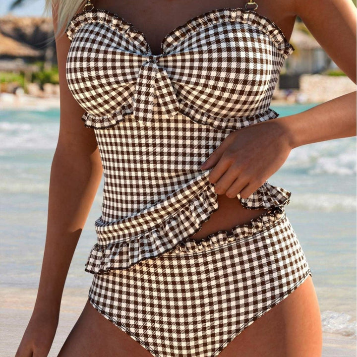 Ladies Colorful Ruffled Shirt-Tankini Mune Fashion