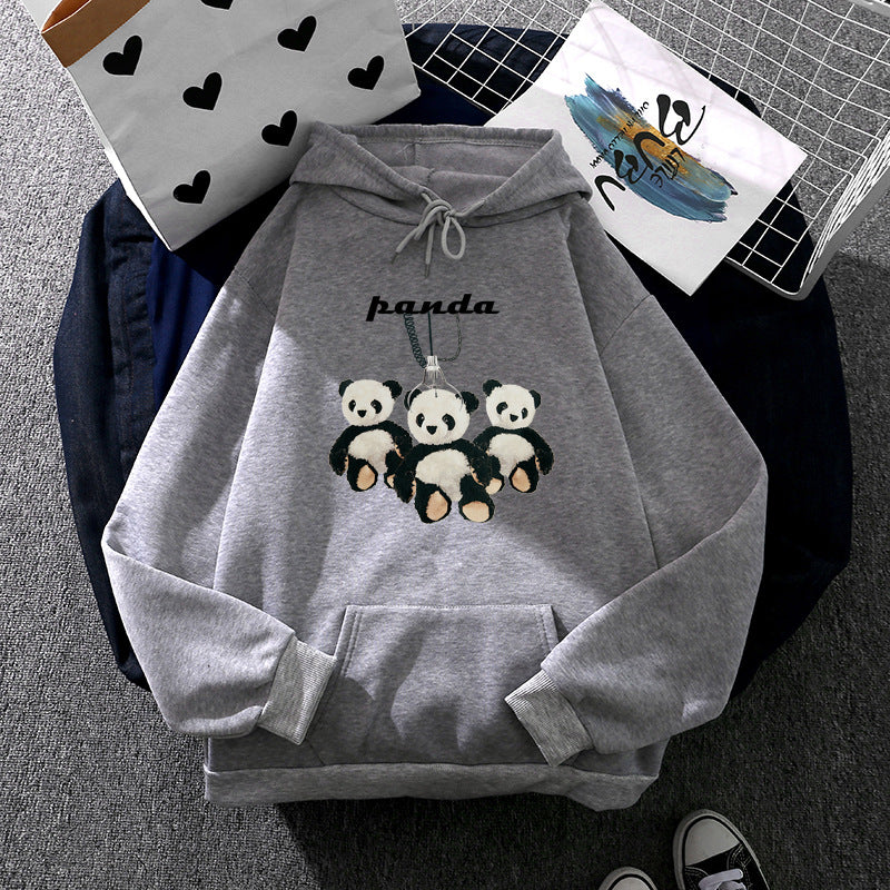 Women's oversized hoodie with plush panda appliqué and kangaroo pocket Mune Fashion