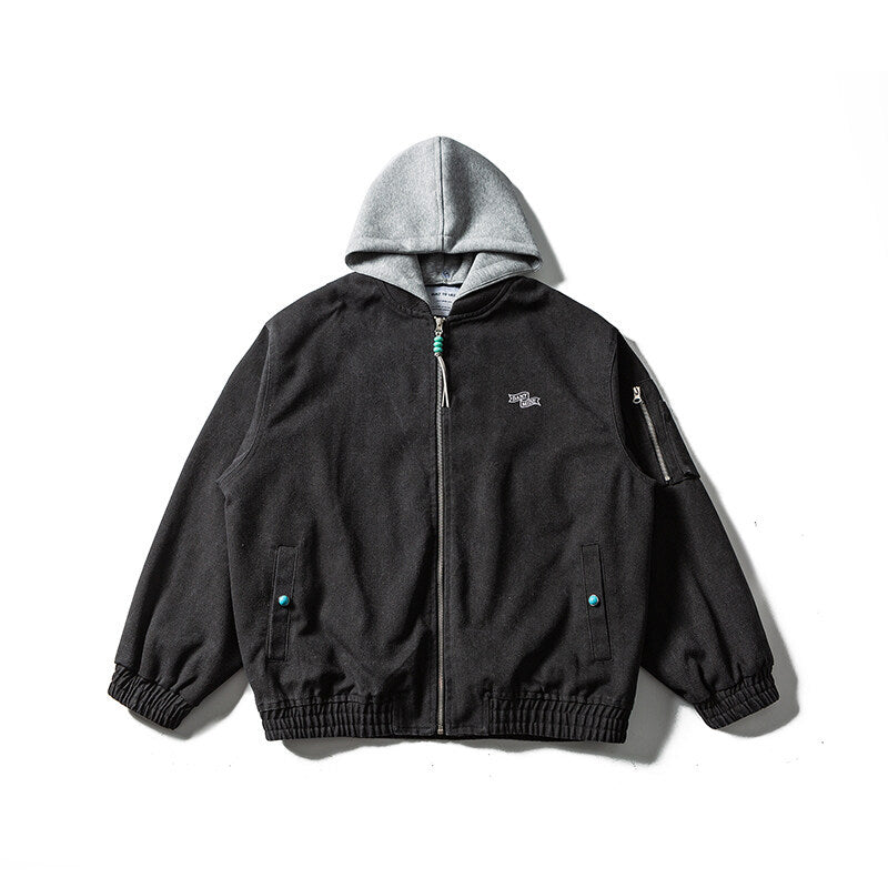 Unisex Oversize Canvas Hoodie with Utility Arm Pocket and Elastic Cuffs Mune Fashion