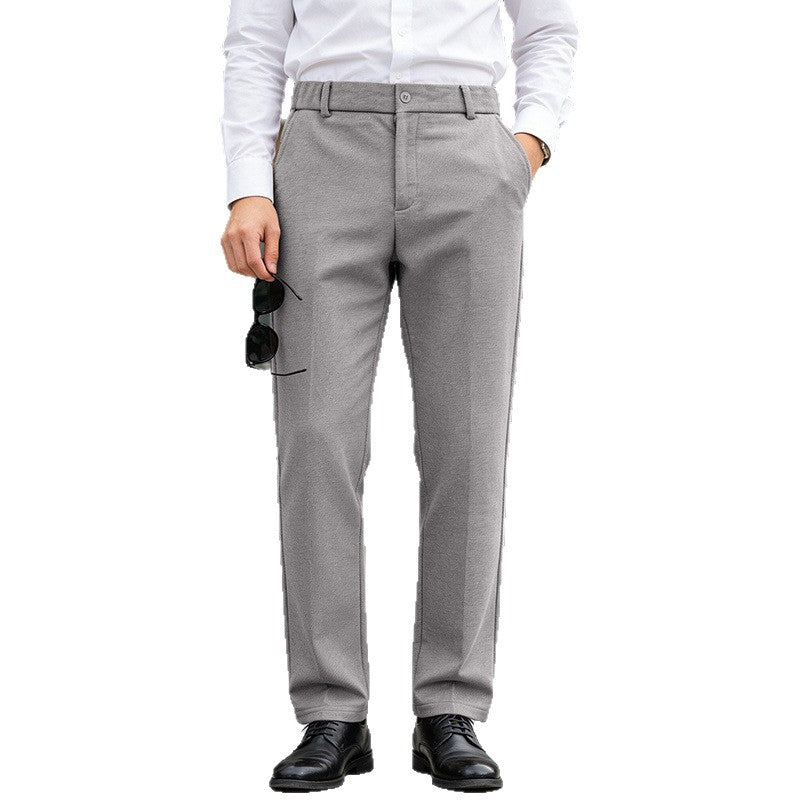 Men's Elegant Straight Tailoring Trousers with Crease and Fine Herringbone Structure Mune Fashion