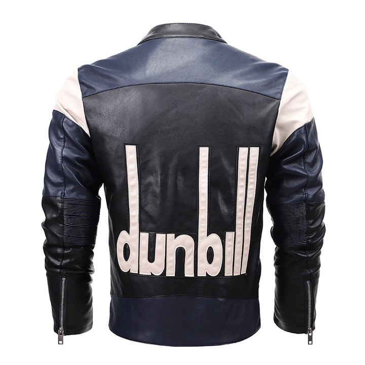 Men's biker jacket made of synthetic leather with distinctive logo application and tailored cut Mune Fashion