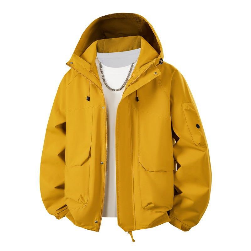 Men's waterproof hooded outdoor jacket with windproof membrane, adjustable hem, and multifunctional pockets Mune Fashion