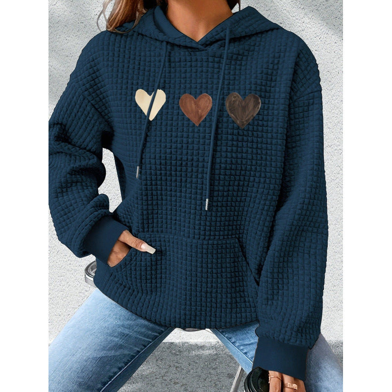 Women's Cozy Hoodie with Heart Motif Mune Fashion