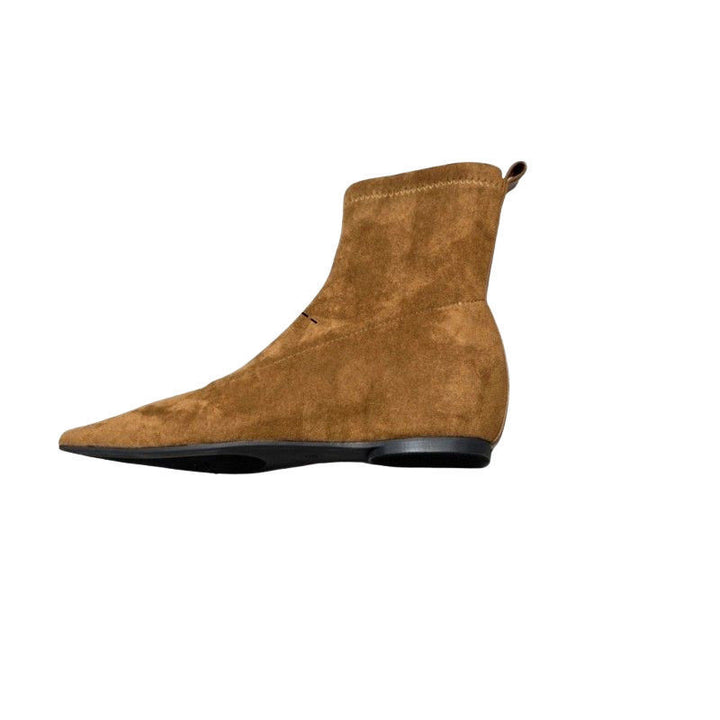 Women’s pointed toe sock ankle boots in suede look with a snug shaft Mune Fashion