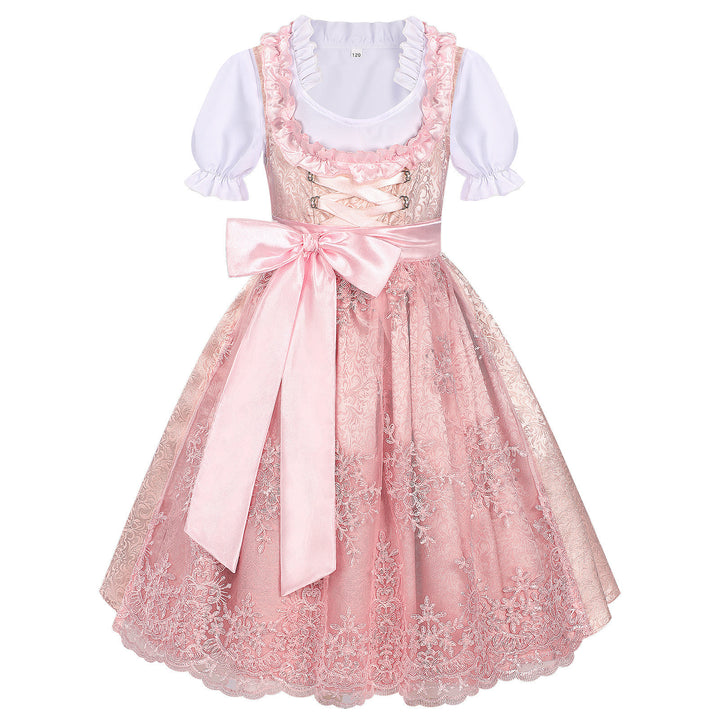 Ladies' traditional children's dirndl with embroidered apron and ruffled blouse Mune Fashion
