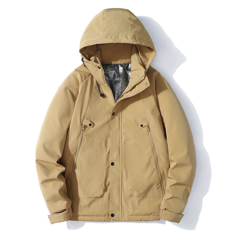 Men's Lightweight Hooded Jacket made of Softshell with Thermal Lining and Minimalist Zip Pockets Mune Fashion