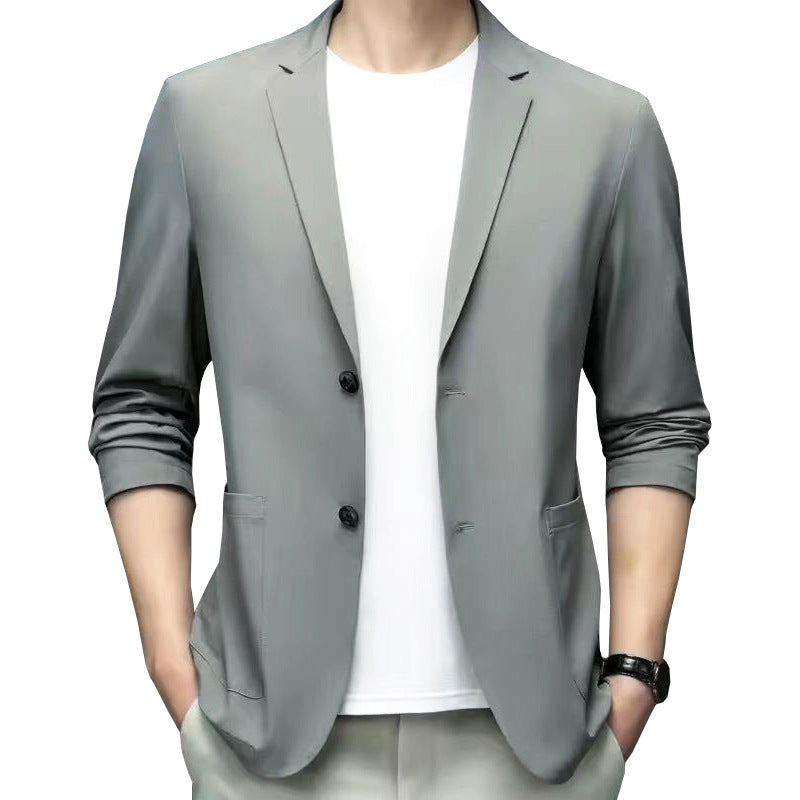 Men's Lightweight Elastic Summer Blazer with Three-Quarter Sleeves and Slim Fit Mune Fashion