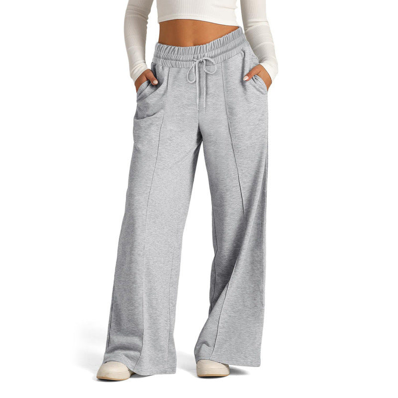 Women's wide sweatpants with high waistband and drawstring Mune Fashion