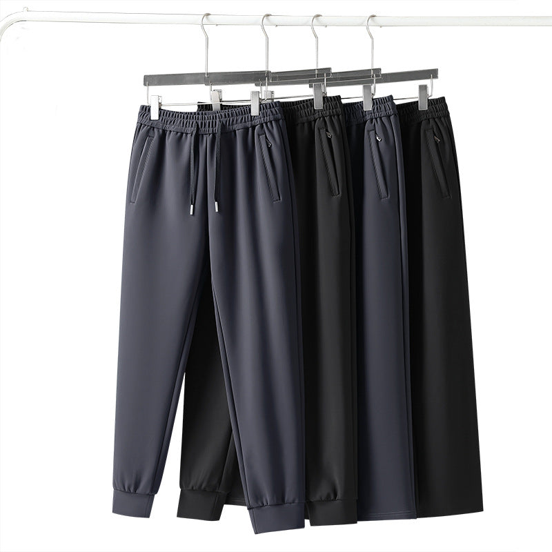Men's elastic leisure pants with drawstring, straight leg and concealed zip pockets Mune Fashion
