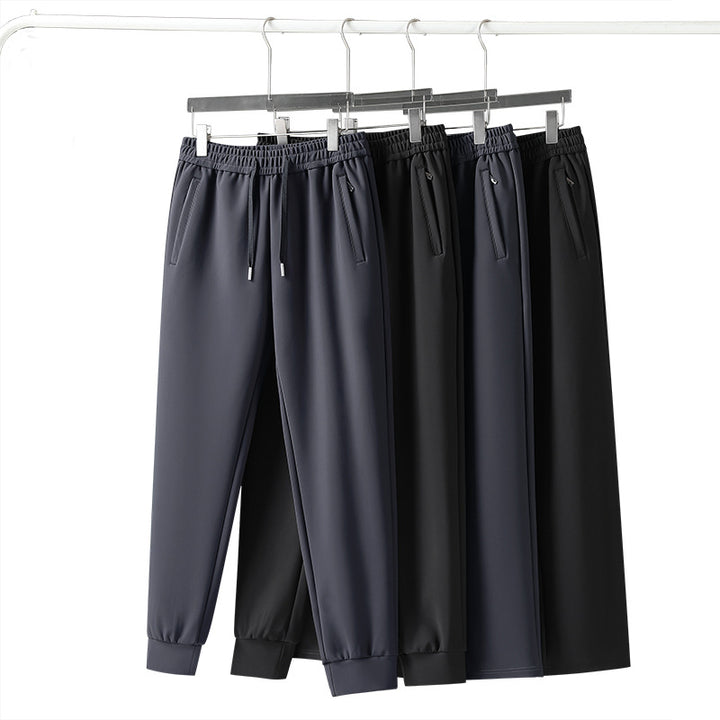 Men's elastic leisure pants with drawstring, straight leg and concealed zip pockets Mune Fashion