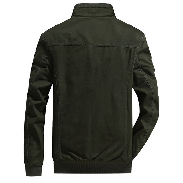 Men's Canvas Flight Jacket with warming fleece lining, shoulder epaulettes, and multifunction pockets Mune Fashion