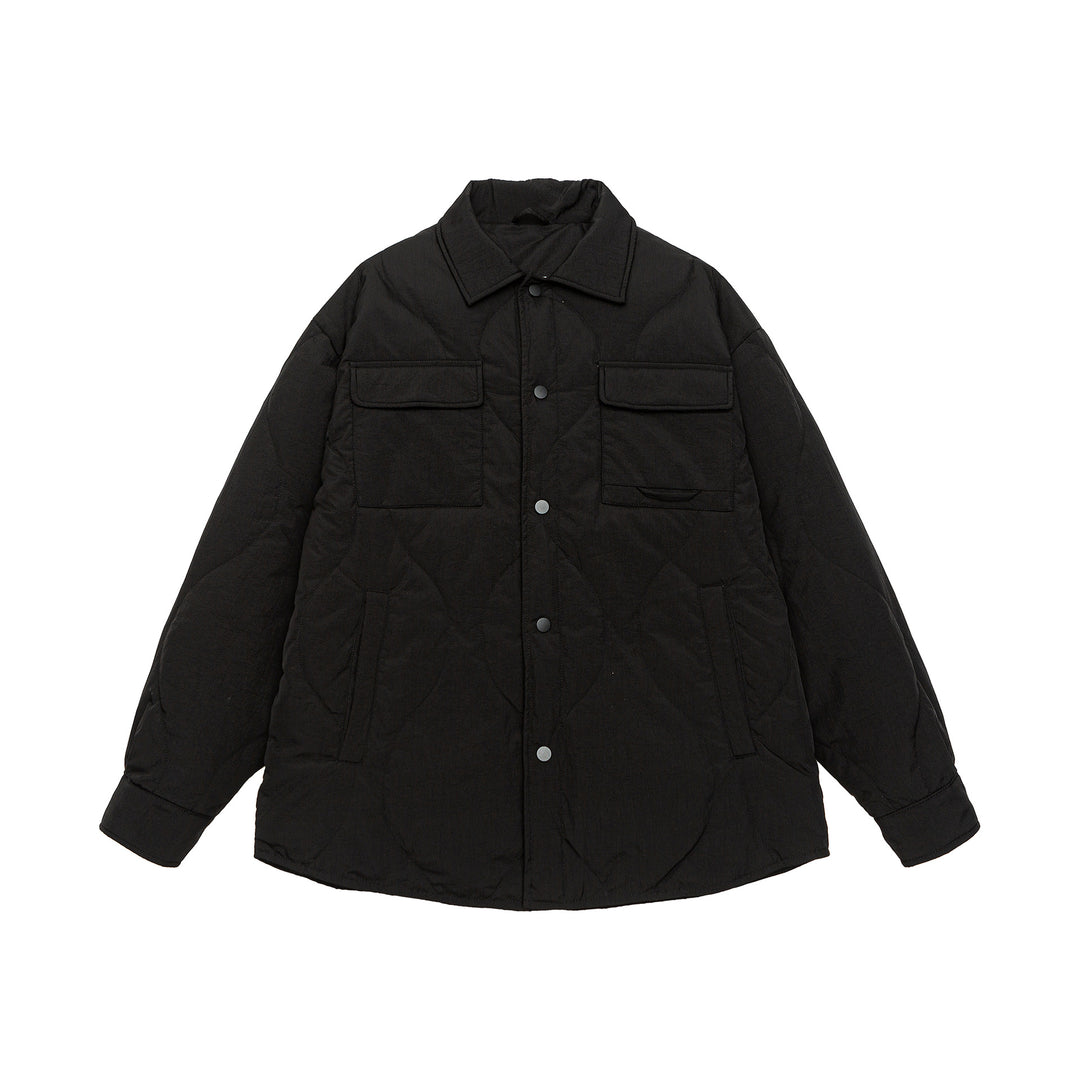 Men's Quilted Oversized Shirt Jacket with Quilting, Snap Buttons, and Chest Pockets Mune Fashion